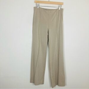 J. McLaughlin tan wide leg ponte pant with side zip, and front seam. Size 10